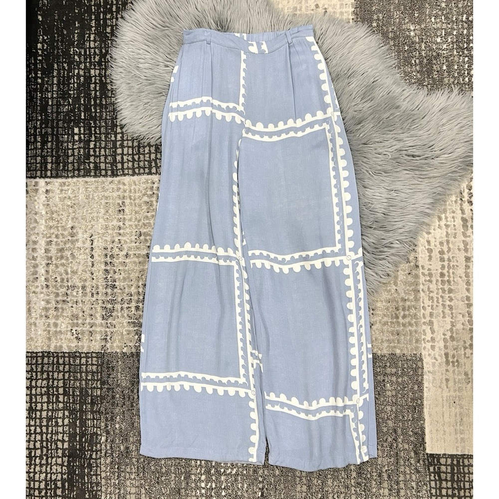 Mon Renn Women's Blue Serape Wide Leg Pant Size Medium ($189) **READ‎ - Picture 3 of 9